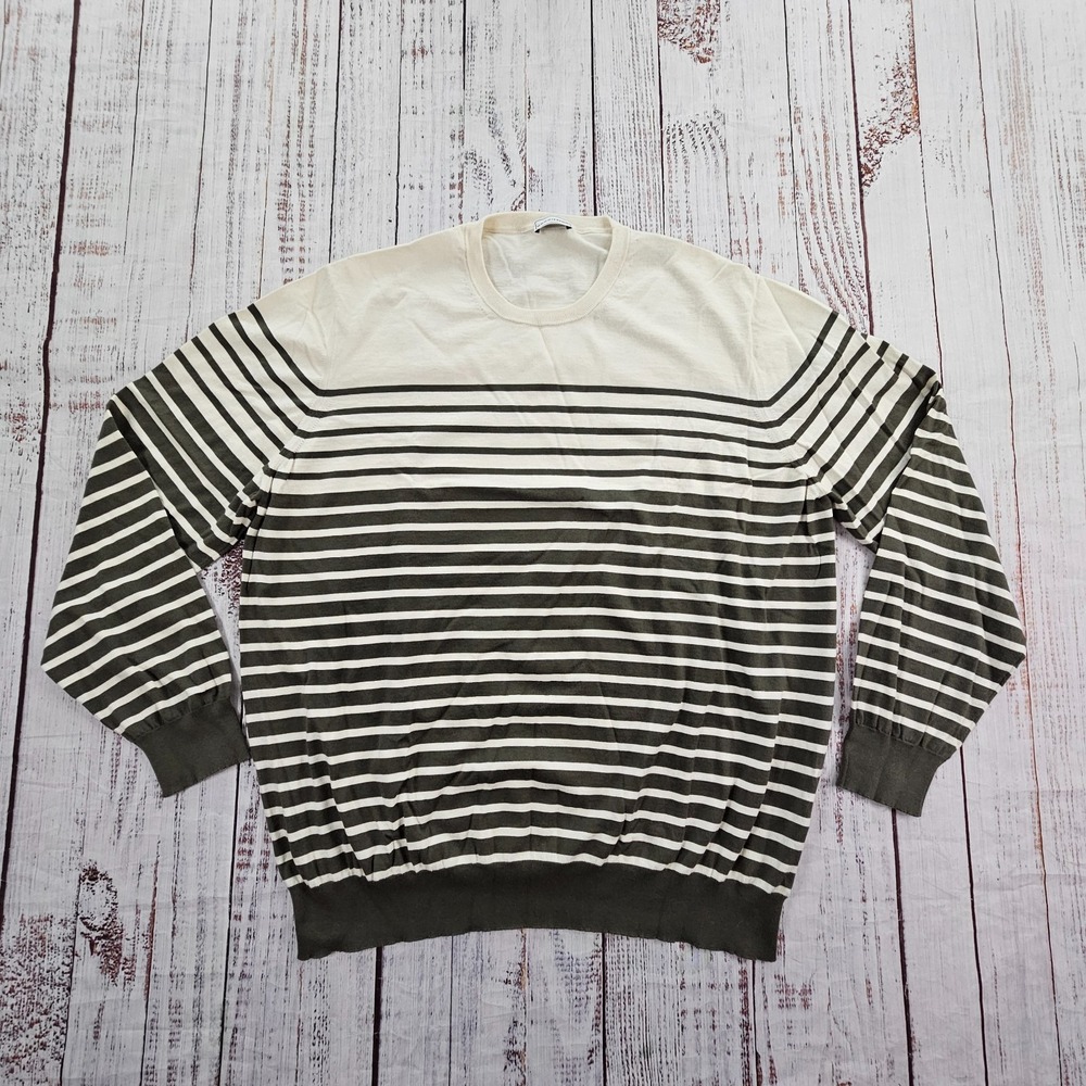 Maus & Hoffman Drumohr Olive Beige Striped Cashmere Blend Sweater XXL